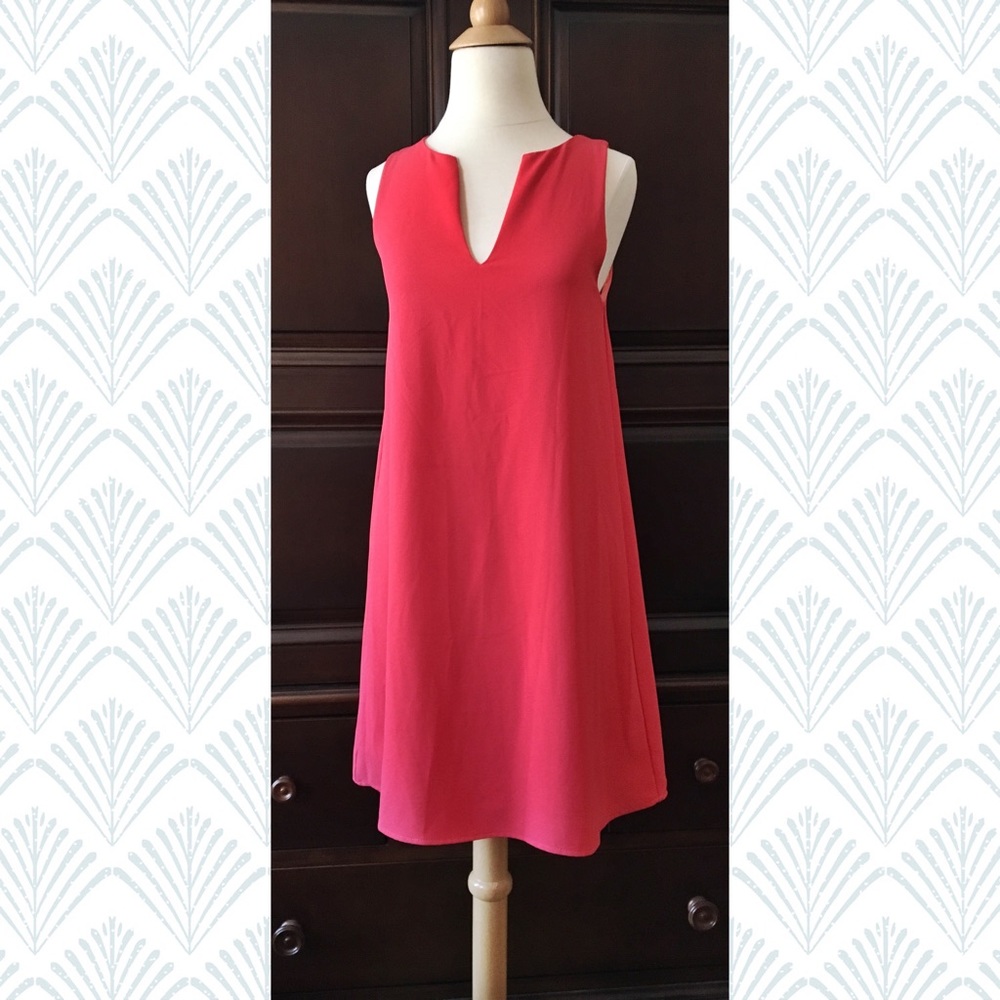 Bright coral shift dress